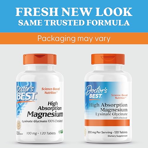 Doctor's Best, High Absorption Magnesium, 100% chelated with TRAACS, with Glycine and Lysine, 120 Vegan Tablets, SOYA-Free, Gluten-Free, Non-GMO