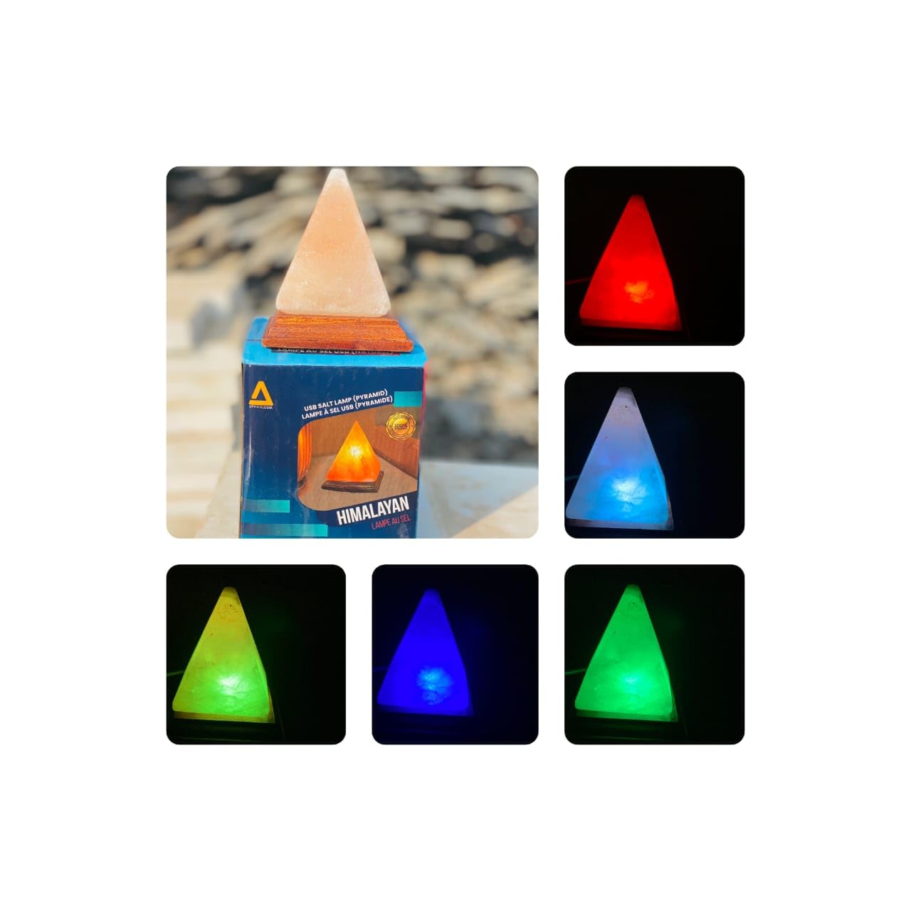 NatureBoost Himalayan Salt Lamp, USB Powered, Night Light Color Changing Lamp,Unique Gift Idea (Pyramidnew)
