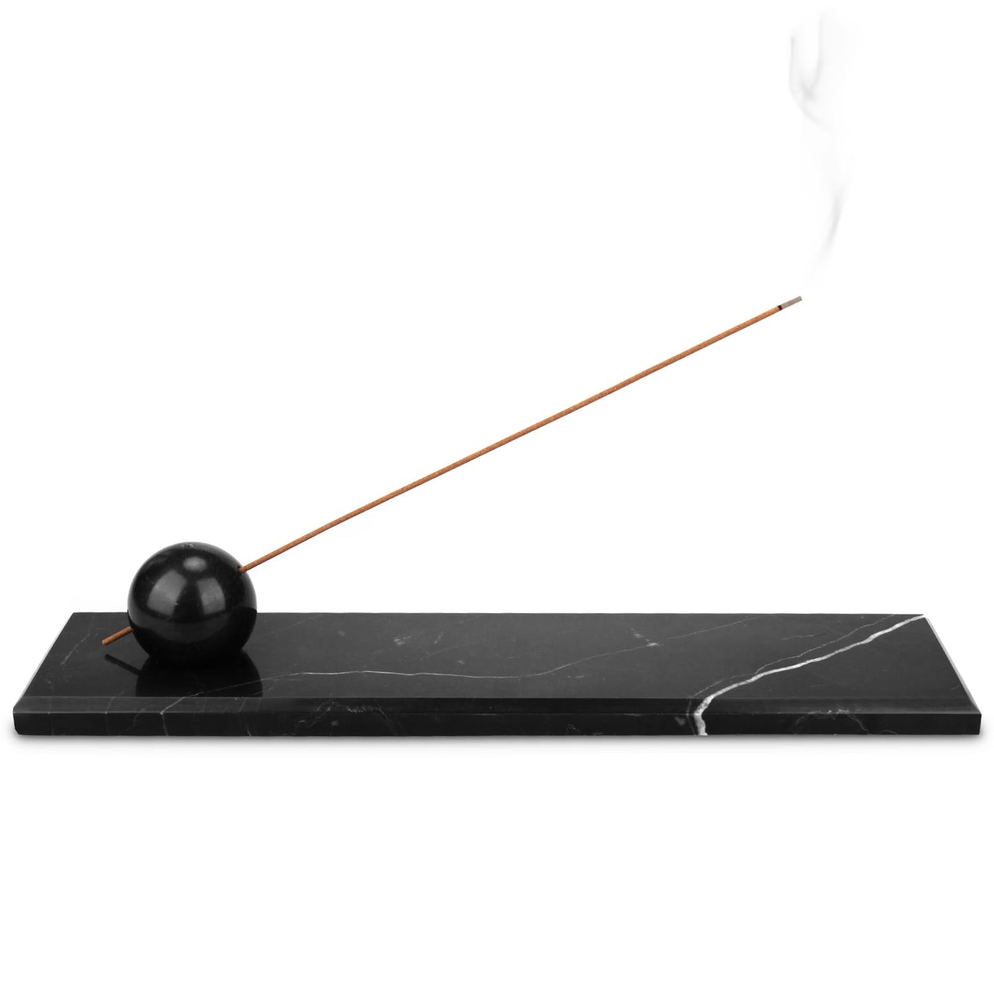 HESHIBI Marble Incense Holder Tray Incense Burner Modern Minimalist Home Deco and Desk Incense Holder for Sticks (White Black)
