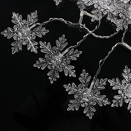 Senofun Snowflakes LED Curtain Lights Color Changing 11.5ft 16 Snowflakes Fairy Lights 80pcs LED Snowflake Lights for Home, Church, Wedding, Birthday (Snowflakes-Warm White)