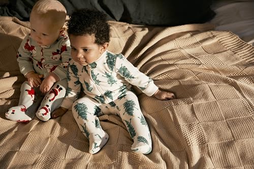 Simple Joys by Carter's Neutral Holiday Loose-fit Fleece Footed Pajamas, Santa & Trees, 3-6 Months