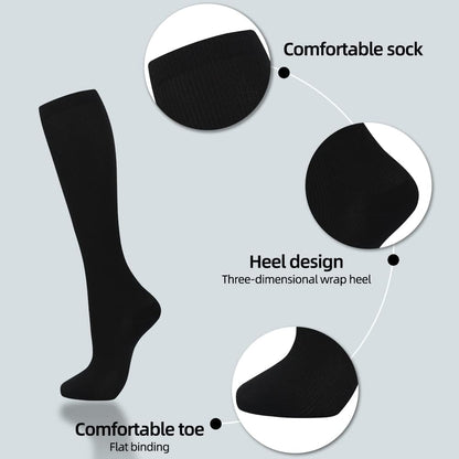 Odtmger 7 Pair Compression Socks for Women & Men 15-20 mmHg is Best Support for Athletic Running Cycling Nursing,Travel