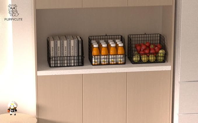 Stackable Wire Storage Baskets for Kitchen Closet Pantry, Hanging Closet