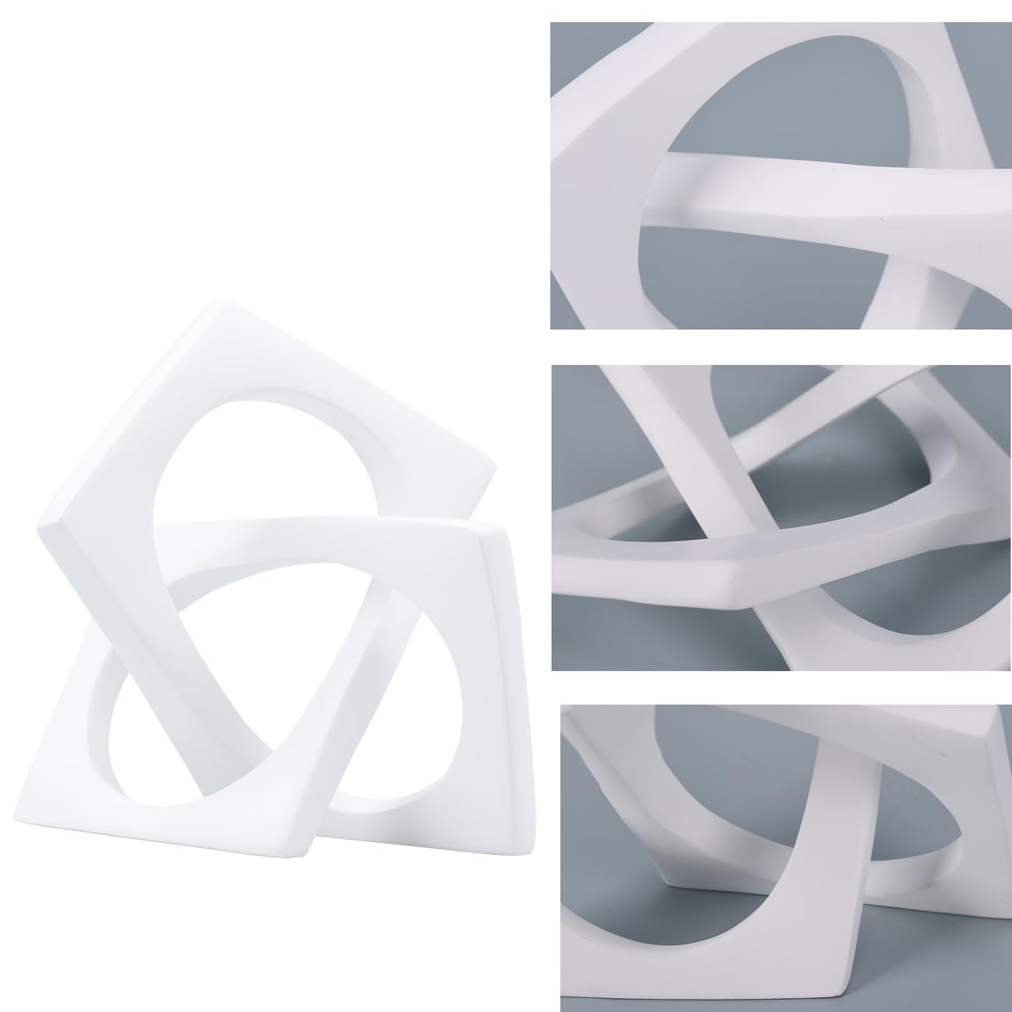 DOVDOV Geometric Cube White Knot Decorations, Geometric Sculptures, Modern Home Decorations for Home Decor Accents, Dining Tables, on Shelves, Consoles, entryway Tabletop centrepieces