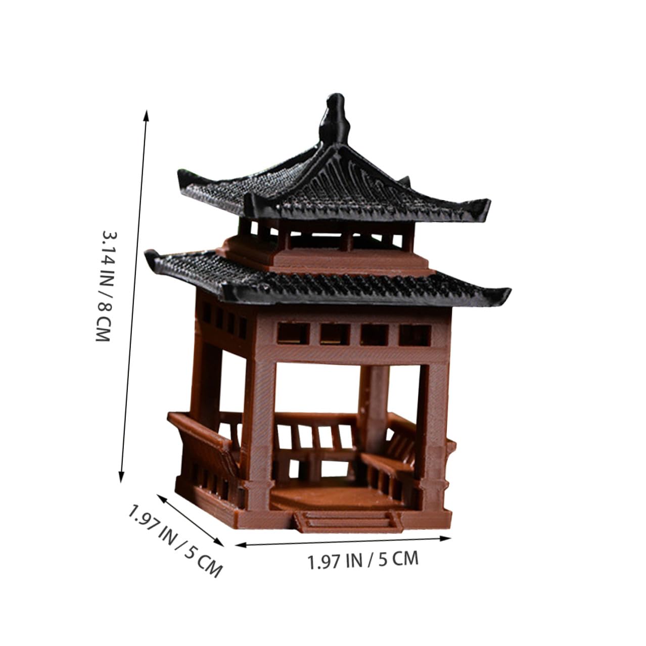 SUPVOX Miniature Pavilion Statue: 3.14" Tall Traditional Pagoda Decor for Bonsai, Succulent, and Desktop Zen Gardens - Tiny Micro-Landscape Ornament
