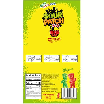 SOUR PATCH KIDS Big Kids Individually Wrapped Soft & Chewy Candy, Bulk Candy, 240 Count Box