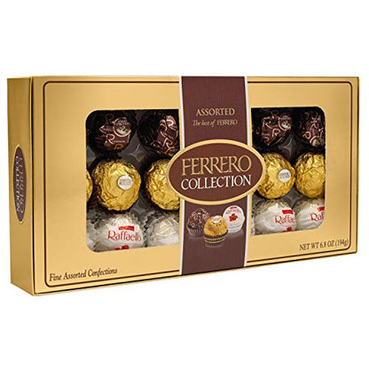 Ferrero Collection Gourmet Gift Box, 24 Assorted Confections with Hazelnut, Dark Chocolate and Coconut, 9.1 oz