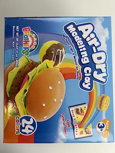 SAGO BROTHERS Air Dry Clay, 24 Colors Modelling Clay with 3 Tools & Project Booklet, Ultra Soft Light, DIY Creative Gifts, Arts and Crafts Kits for Kids Boys Girls Toys