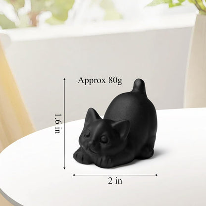NUKAYAI 2" Black Cat Statue Obsidian Crystal Cat Decor Figurines Carved Room Decor for Desk Lazy Sculpture Handcrafted Healing Stone Natural Gemstones Spiritual Gifts for Cat Lovers