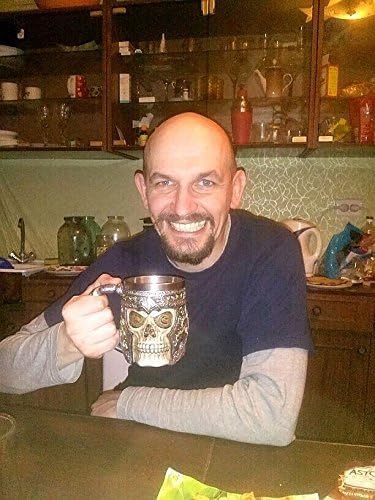 CHICVITA Viking Stainless Steel Skull Coffee Mug Viking Skull Beer Mugs Gift for Men Father's Day Gifts