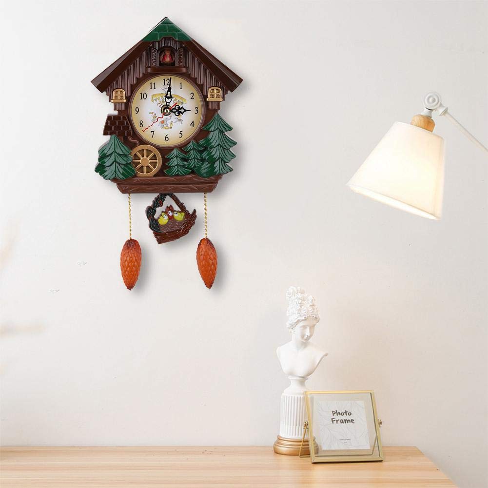 AUNMAS Cuckoo Clock with Sound, Traditional Style Wooden Quartz Movement, Wall Mount Tabletop Display Grandfather Clock for Home Office Decor