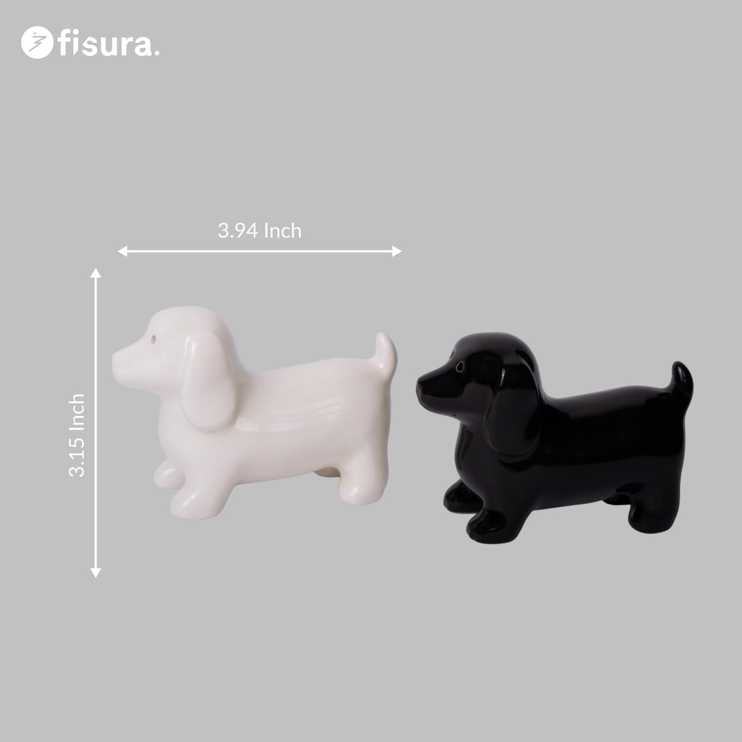 Fisura - Dogs Salt and Pepper Shakers Set – Ceramic Salt & Pepper Shakers for Kitchen or Dining Table, Cute Decorative Dog Design, 3.9 x 2.8 in
