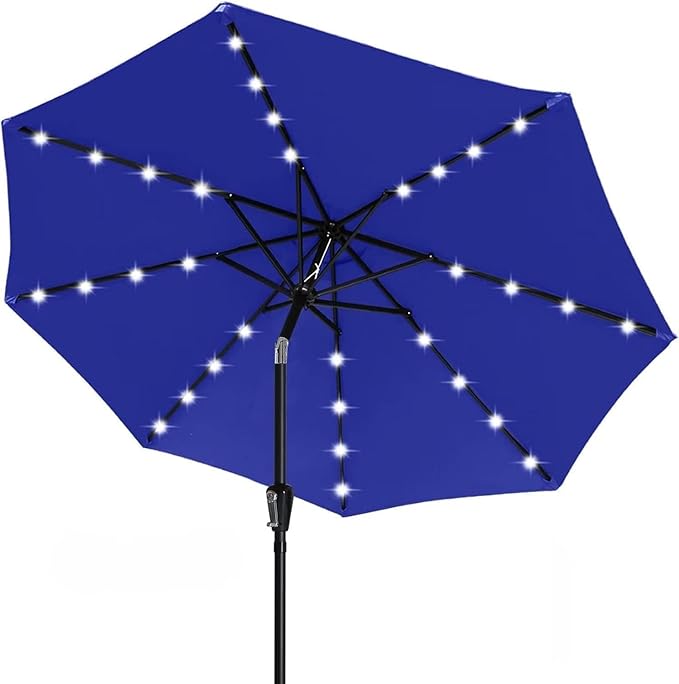ABCCANOPY 10FT Durable Solar Led Patio Umbrellas with 32LED Lights (Blue)