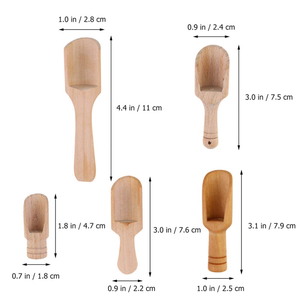 DOITOOL 10Pcs Small Salt Spoon Wooden Salt Spoon Set Mini Tea Scoop and Seasoning for Tea Leaves Bath Condiments Flour Smooth Surface for Kitchen Home Use
