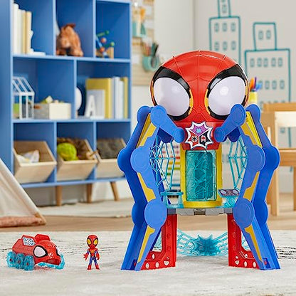 Spidey and His Amazing Friends Web-Spinners Web-Quarters, Kids Playset with Action Figure, Vehicle, and Accessories, Marvel Super Hero Toys, Ages 3 and Up