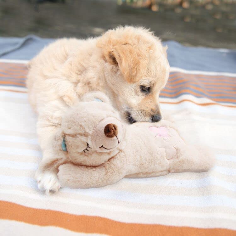 pet prime Snuggle Bear - Pet Plush Toy Heartbeat Plush Bear Kitty Toy Dog Comfort Toy