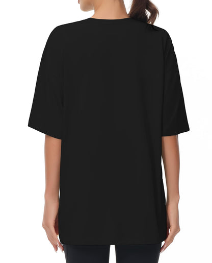 THE GYM PEOPLE Women's Casual Oversized T-Shirts Summer Crewneck Short Sleeve Workout Basic Tee Tops Black