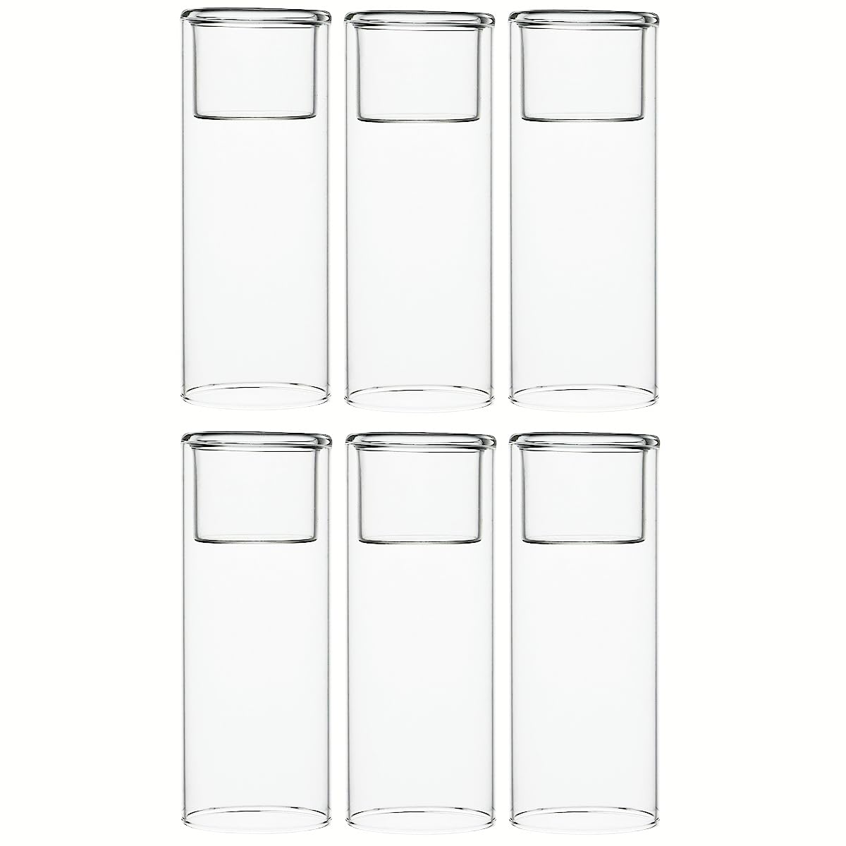 CYS EXCEL Clear Glass Tealight Candle Holders Bud Vases (Pack of 6) Hurricane Candle Holders Home Décor Wedding Candle Centerpiece Cylinder Vases