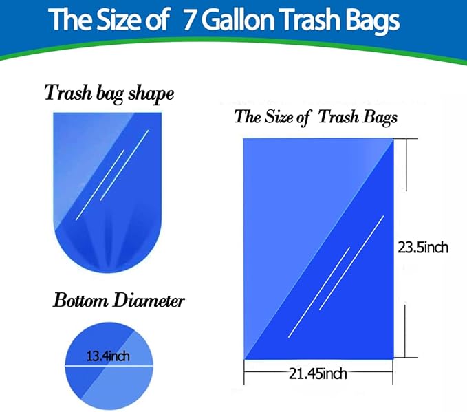 7 Gallon 70 pcs Black Trash Bags Strong Black Garbage Bags, Bathroom Trash Can