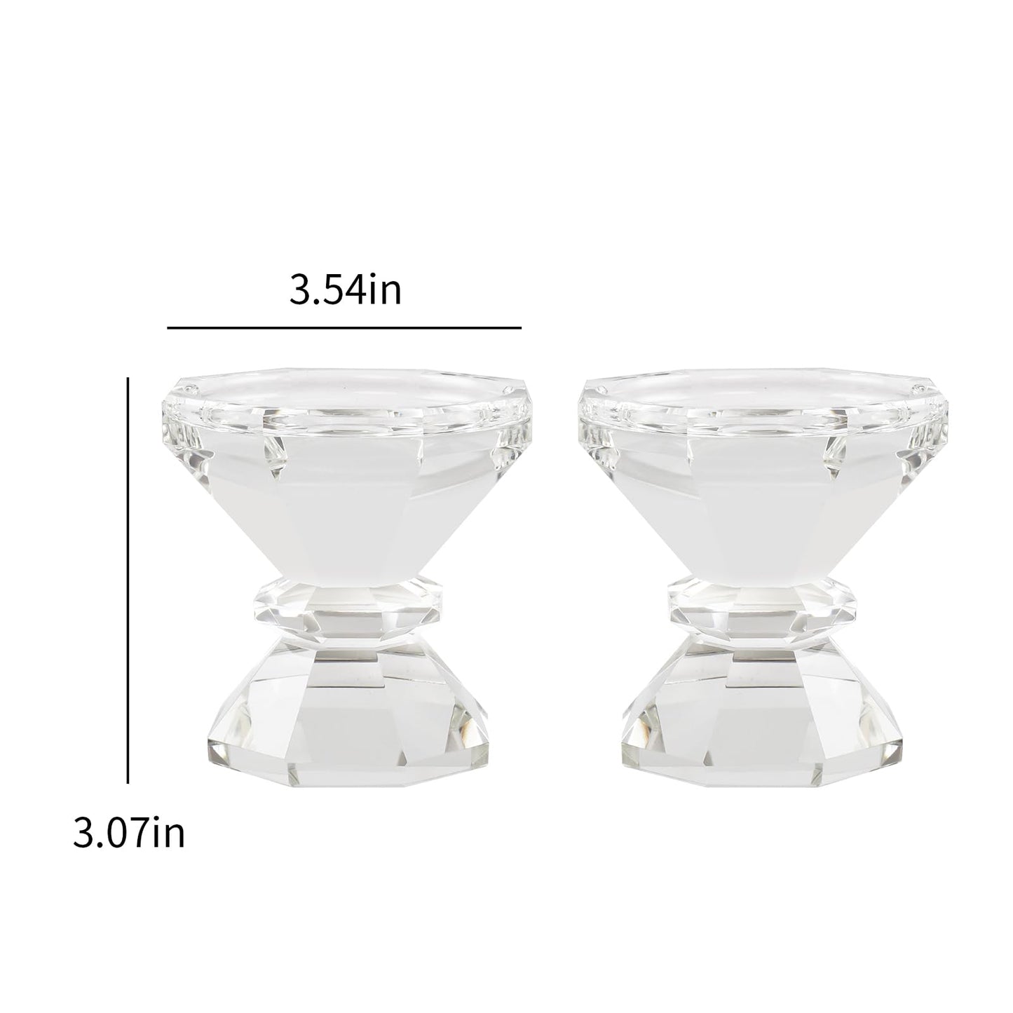 Marvala Crystal Candle Holders, Pillar Candlestick Set of 2, Modern Elegant Tall Crystal Candlesticks for Wedding Centerpieces, Christmas, Dining Table, Home, Party Decor