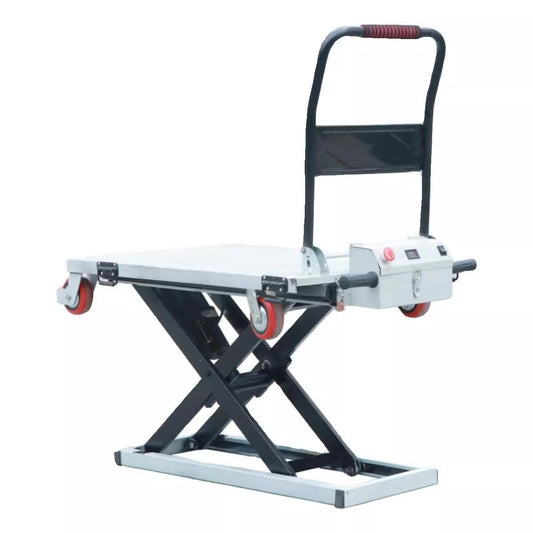 LCKJZYL Electric Hydraulic Lift Table Cart, Durable 660 LB Hydraulic Electric Dolly Lift, 32" Lifting Height, Foldable, with 48V Battery, for Material Handling