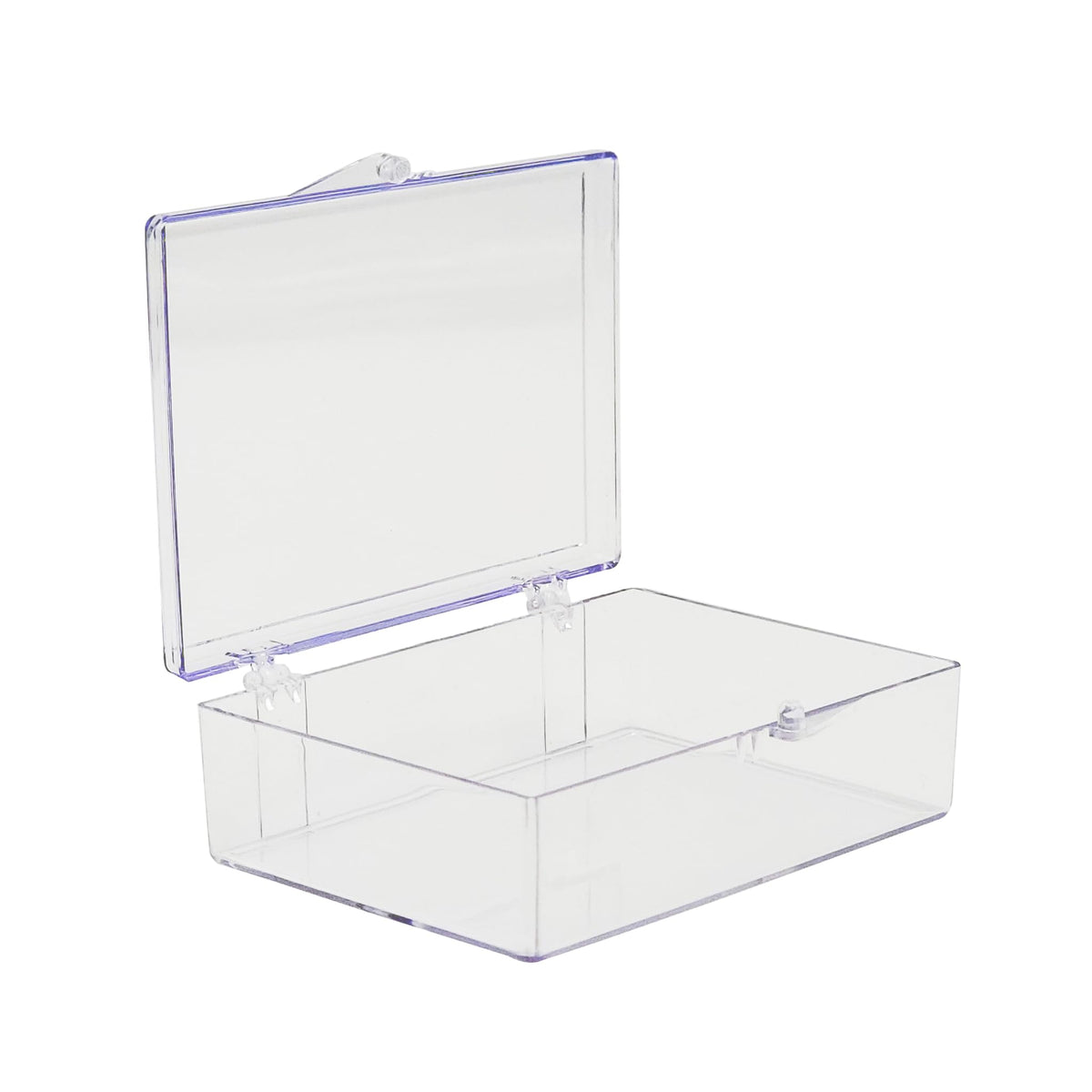 10-Pack Clear Hinged Plastic Containers, Keepsake Storage Boxes, 3 1/2" L x 2 9/16" W x 1" H, Made in USA, Plastic Display Case or Small Box for Storage and Organization
