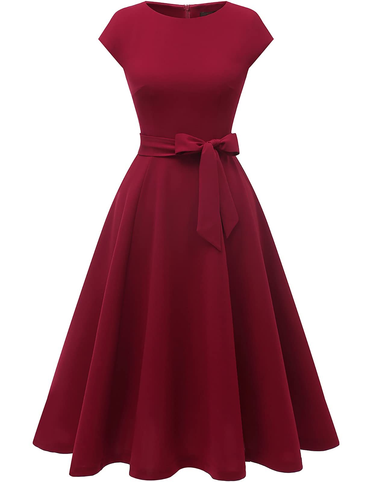 DRESSTELLS Red Christmas Holiday Party Cocktail Dresses for Women Wedding Guest Mother Bride Formal 1950s Aline Midi Evening Gown Burgundy XL