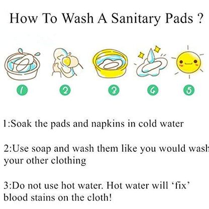 Reusable Sanitary Towels Pads(7 in 1, 25.4 cm 4 Layers), Antibacterial Bamboo Panty Liners with Wet Bag, Heavy Flow Night Washable Cloth Menstrual Sanitary Towels