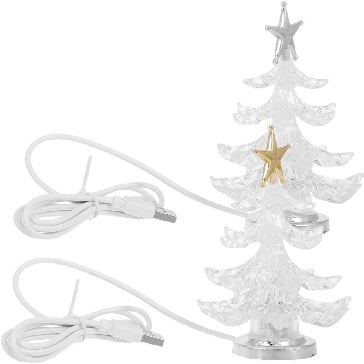 Gatuida 2pcs USB Night Light, RGB Led Glowing Christmas Tree Table Lamp, Acrylic Decorative Bedside Lamp for Home Decor, 4. 33 Inch