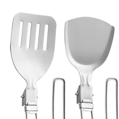 Esquirla 6Pcs Camp Cooking Utensil Set,Outdoor Kitchen Gear, Foldable Cooking Organizer Metal Camping Kitchen Utensil Set, Cookware Kit for Camp RV, BBQ
