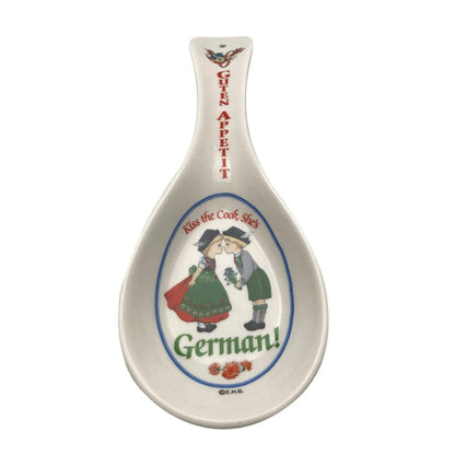 Decorative Ceramic Kitchen Spoon Rest by E.H.G | German "Guten Appetit"