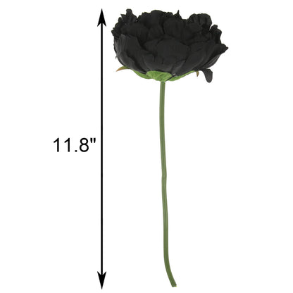 Tinsow Artificial Peony for Home Decoration, 5 Pcs Faux Black Peonies Flowers for Halloween Decoration, Silk Flowers Bouquet,(Black, 5)