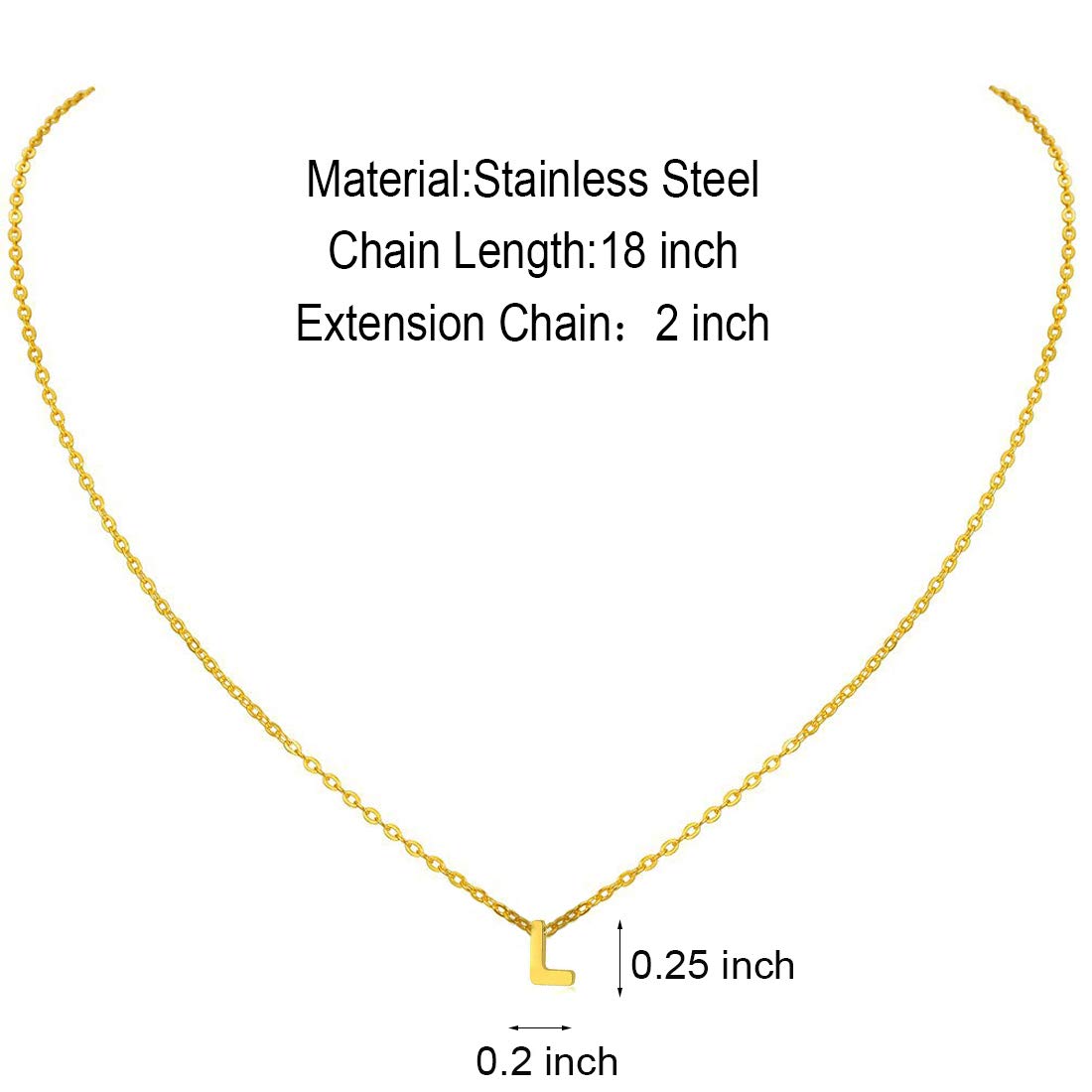 MOMOL Tiny Initial Necklace 18K Gold Plated Small Letter L Necklace Personalized Name Necklace for Women