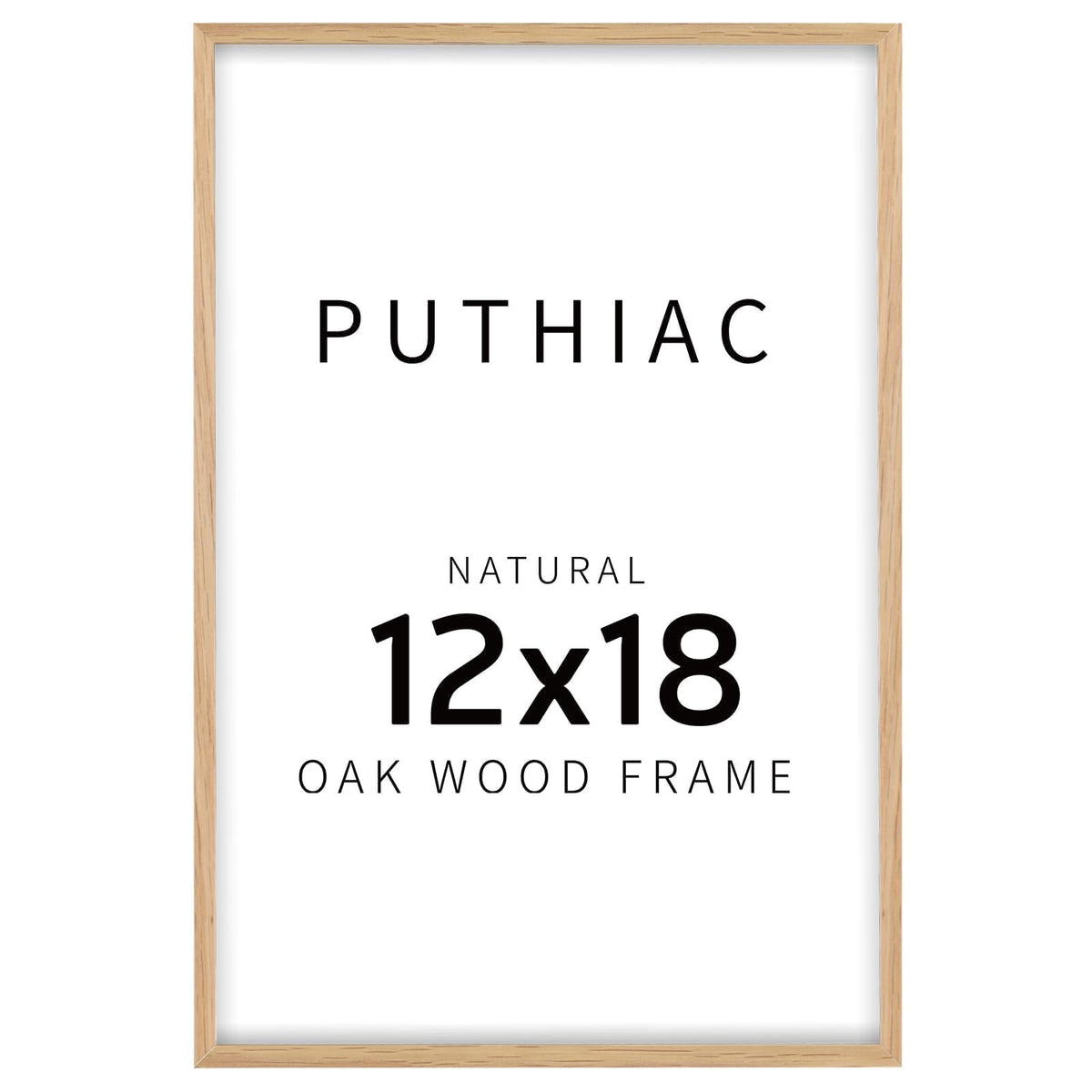 puthiac 12x18 Solid Oak Wood Picture Frame, Fits 8x12 with Mat or 12x18 Without Mat, Wall Display Only, Vertical or Horizontal, Plexi Front, 1 Pack, Natural Oak