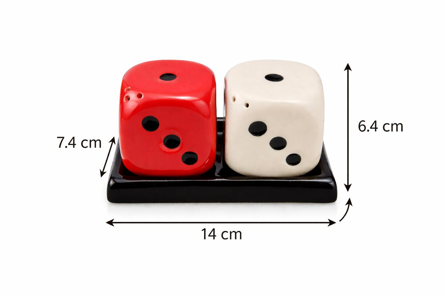 Ceramic Salt & Pepper Shaker Set with Tray – Refillable Stoneware Seasoning Jars, Food Safe Lead-Free Spice Dispenser, Durable Kitchen Tableware, Dining Table Decor & Home Gift Set, 2.5 Inch