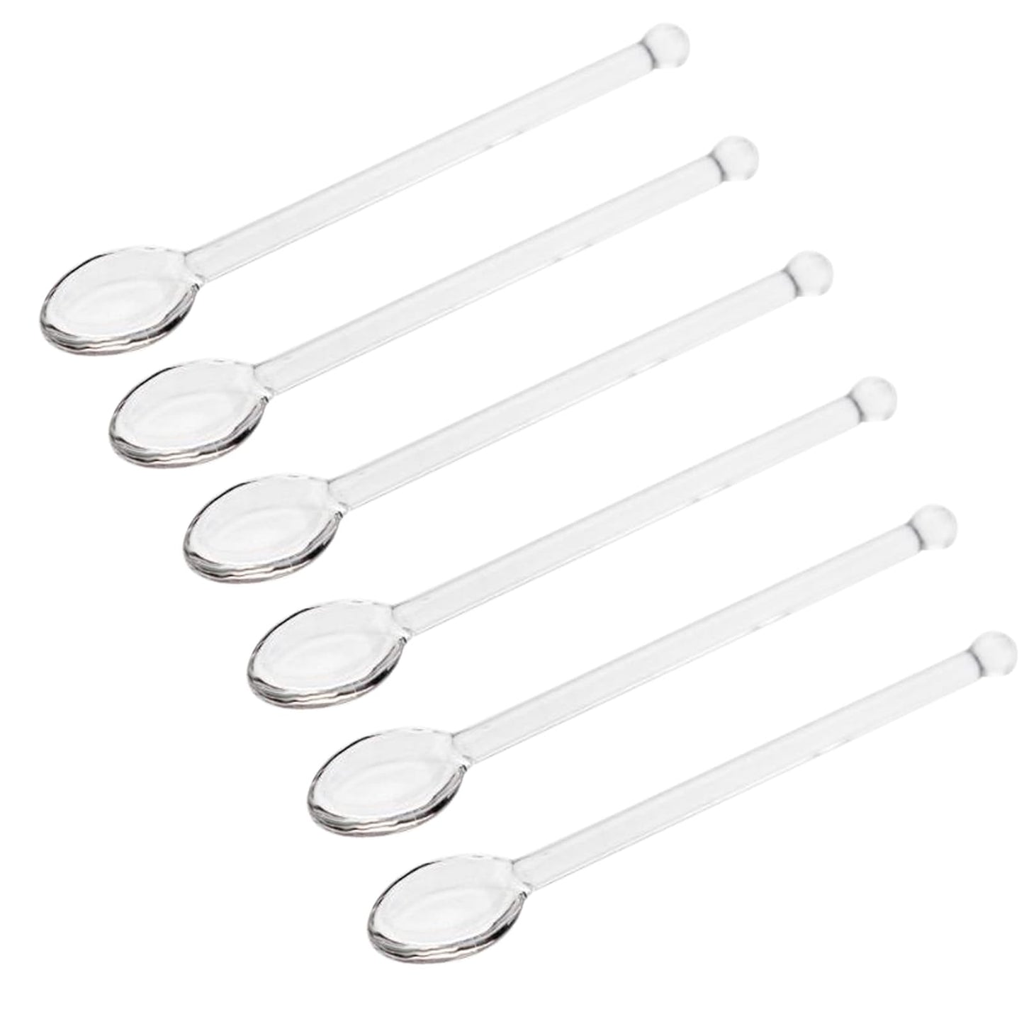 6 Pcs Clear Glass Spoons,Glass Stirring Teaspoons Coffee Spoon Rod Mixing Spoon Tea Stirrers for Home or Party,13mm/5.1inch