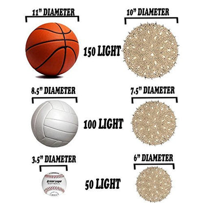 Novelty Lights LED 7.5in 100 Light Starlight Sphere, Red, Large Ornament Ball Light, 5ft Hanging Cord with S Hook, 12ft Power Cord with Stackable Plug, Commercial Grade