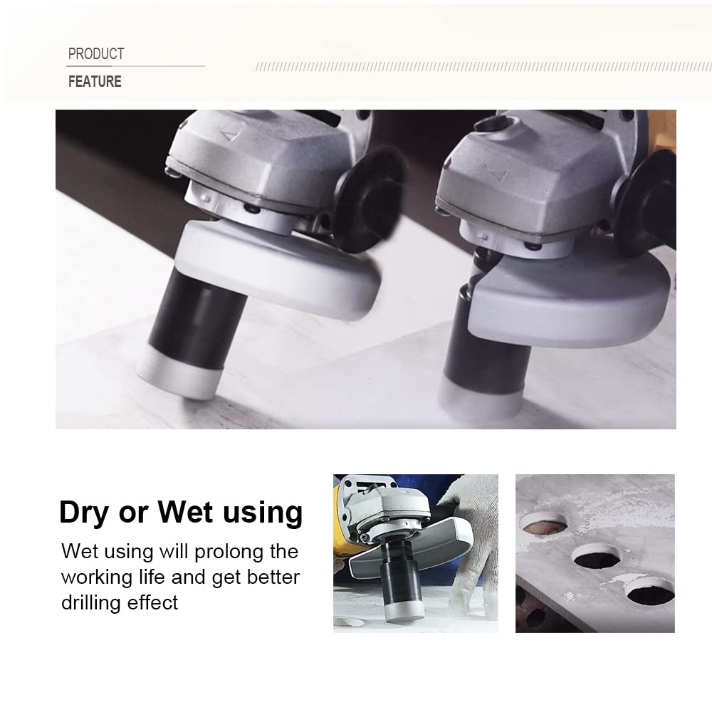 SHDIATOOL Diamond Drill Core Bits Set for Porcelain Hole Saw Cutter for Tile Marble Ceramic Granite Bricks Used for Angle Grinder
