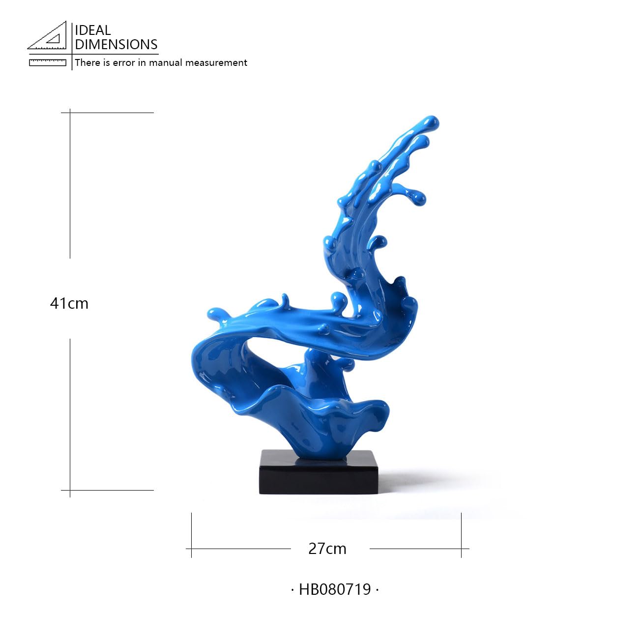 HAUCOZE Modern Sculpture Decor Abstract Sea Wave Figurine Home Art Table Centerpiece Gift for Bedroom Living Room Polyresin 16.1 Inch