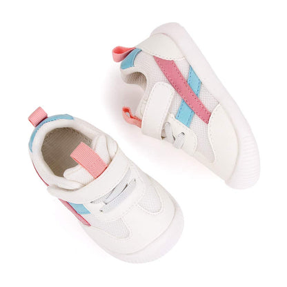 MK MATT KEELY Baby Boys Girls First Walking Shoes Toddler Anti-Slip Soft PU Leather Prewalker Sneakers,Size 3 UK Child,Pink