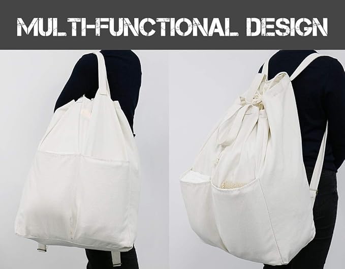 100% Breathable Cotton Canvas Laundry Backpack Bags