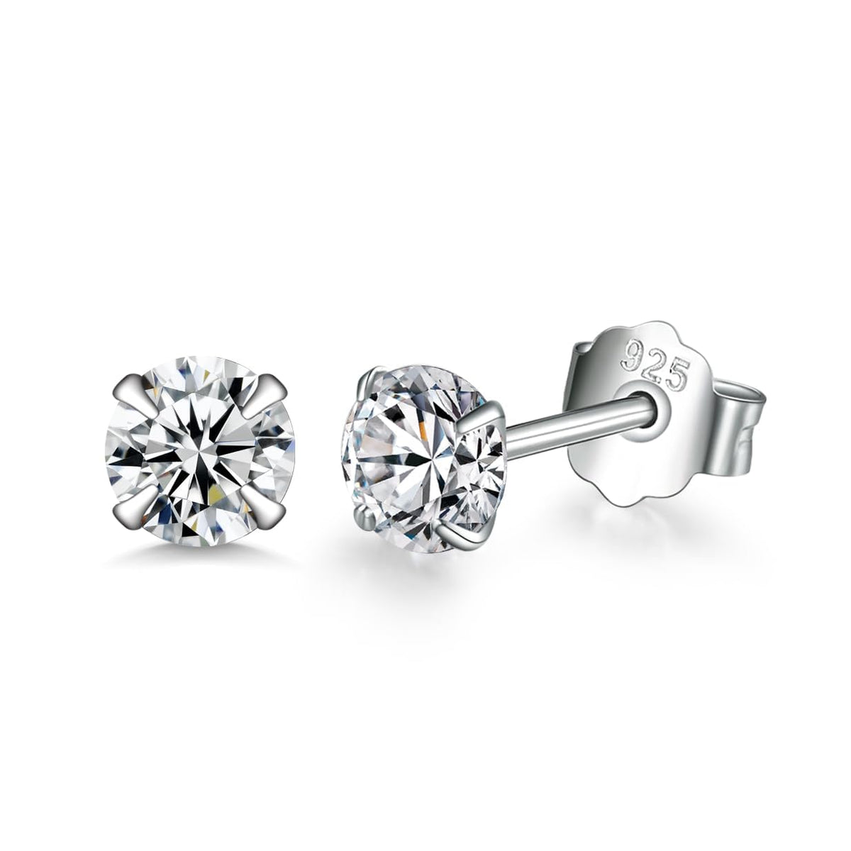 Sterling Silver Hoop Earrings Sterling Silver Stud Earrings for Women 6 Pairs Hypoallergenic Tiny Cubic Zirconia Stud Set Cartilage Hoops