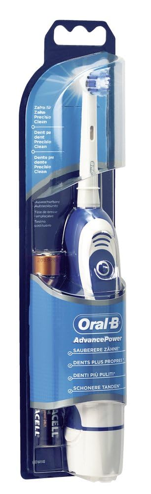 Oral-B Advance Power Electric Toothbrush, 1 Toothbrush Head With Indicator Bristles, Excess Plaque Remover, Battery Powered With 2 Batteries, Blue/White