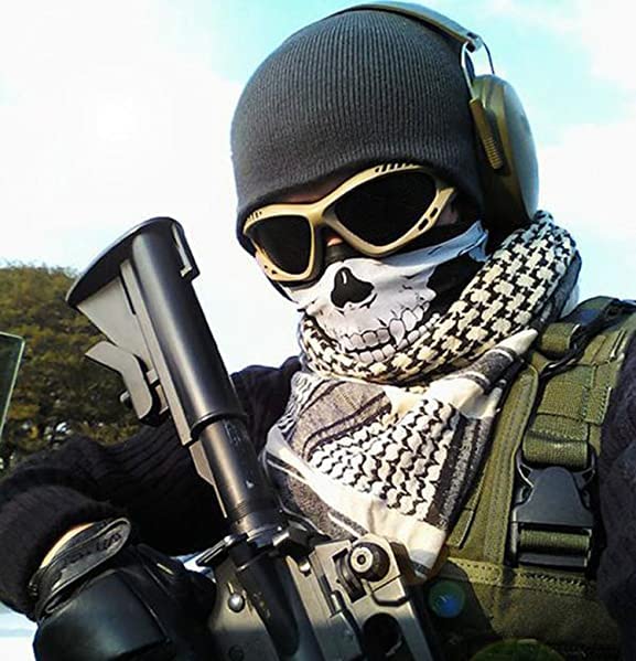 Nuoxinus Black Balaclava Ghosts Skull Full Face Mask for Cosplay Party Halloween Outdoor Motorcycle Bike Cycling Skateboard Hiking Skiing Snowmobile Snowboard