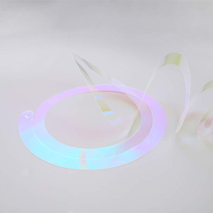 Iridescent White Swirl Hanging Decorations, Shimmer Plastic Streamer for Ceiling, Party Supplies for Birthday Graduation Bachelorette Wedding Baby Shower Graduation Christmas New Year
