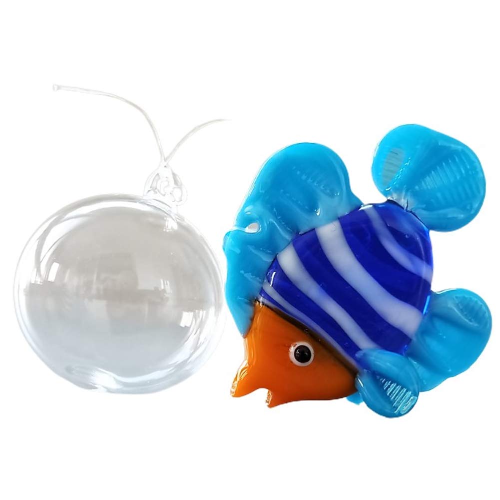 ZHU IN SY Fish Tank Ornaments Color Bubble Fish Miniature Hand Blown Tropical Fish Figurine Art Glass Sea Animals Collection,Set of 6 for Small and Medium Fish Tanks (2)
