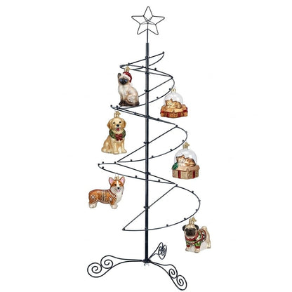 HOHIYA 3.3 FT Metal Spiral Christmas Tree Alternative Ornament Display Stand for Small Spaces Wrought Iron Hanging Tree with Hooks for Holiday Halloween Seasonal Decorations Gift Idea Black