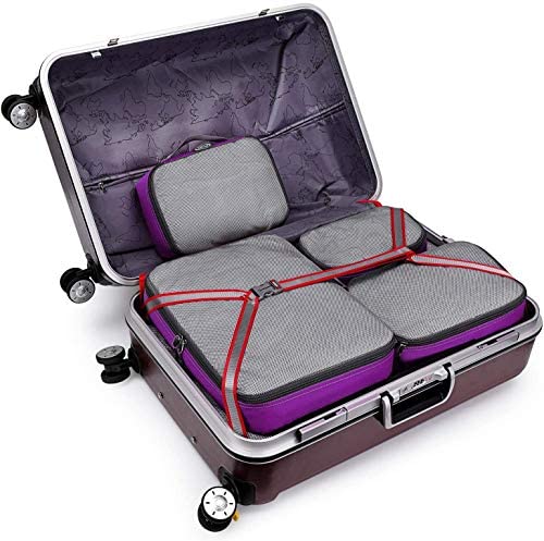 G4Free 3pcs/4pcs/6pcs/7pcs/9pcs Packing Cubes Suitcase Organiser Packing Bags Luggage Organiser Value Set for Travel Home Storage ((1S+2M+2L+1XL)-6PC, Purple)