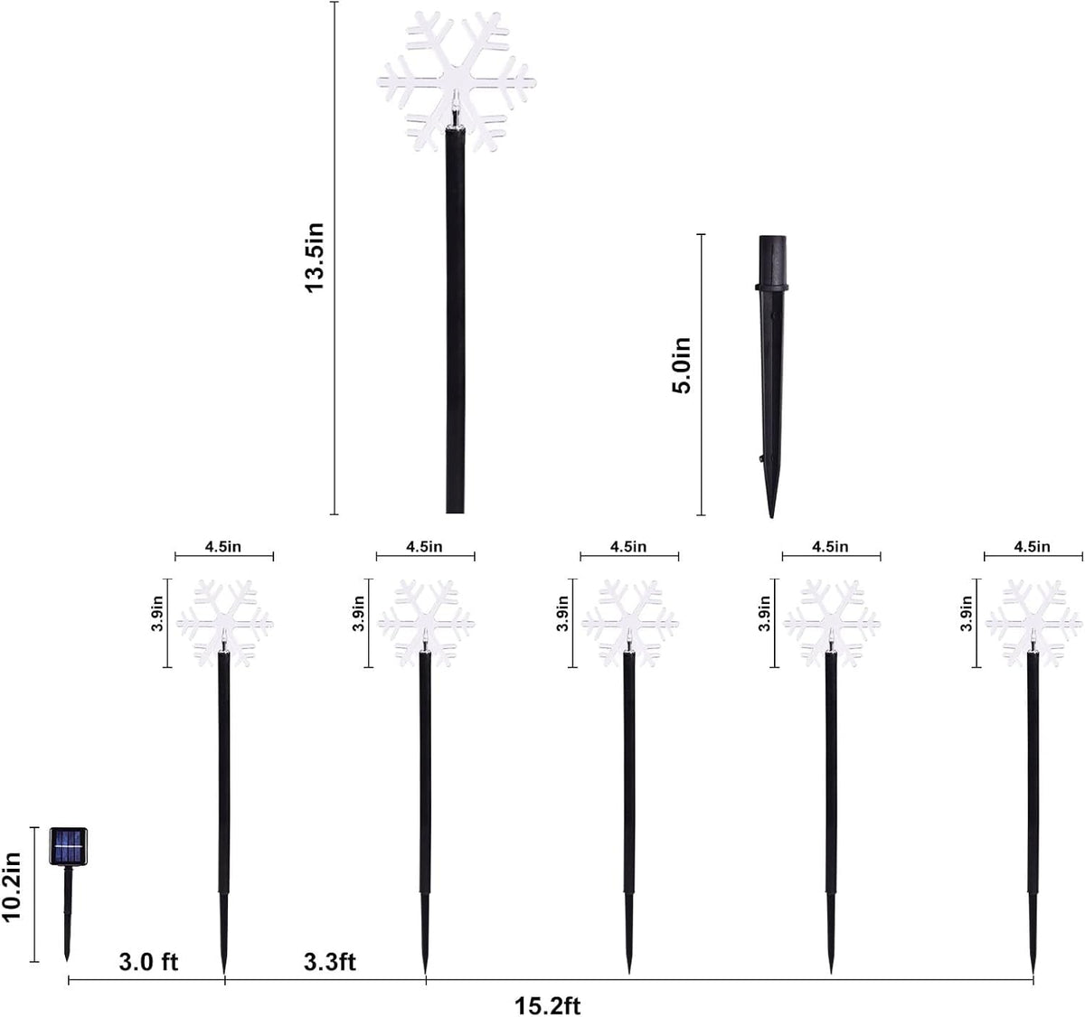 BRIGHTDECK Snowflake Solar Christmas Decorations Outdoor, 10 Pack LED Christmas Pathway Lights, Waterproof Snowflake Pathway Lights, Stake for Garden Decor (10Pcs Warm White)