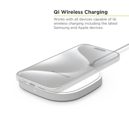 PureGear 15W Qi-Certified Fast Wireless Charging Pad for iPhone 17/17Pro/17ProMax/16/15/14/13/12, Galaxy S25 S24 S23 S22 & More Qi Enable Devices Include AC Adapter, 4Ft USBC Cable(Lifetime Coverage)